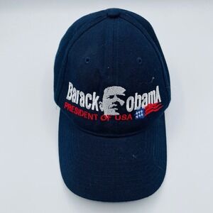 🍒 Vtg Obama "Change We Can Believe In" Ball Cap Hat Adjustable Navy Acrylic 2008